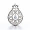 Elegant Pocket Watch Pendant With Ornate Details In 18k White Gold