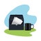 Elegant portfolio and mug mockup icon