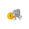 An elegant power bank mascot cartoon design with gold coin