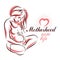 Elegant pregnant woman body silhouette drawing. Vector illustration of mother-to-be fondles her belly. Medical center for