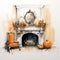 Elegant Pumpkin Fireplace Sketch For Halloween Decor