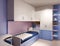 Elegant purple and blue decorated kids bedroom