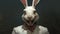 Elegant Rabbit Costume: A Darkly Comedic And Emotionally Charged Digital Painting