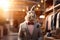 Elegant Rabbit in Suit at Clothing Store, AI Generated
