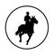 Elegant racing horse in gallop vector silhouette illustration isolated on white. Jockey riding jot horse in race.