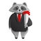 Elegant racoon icon, cartoon style