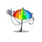 An elegant rainbow umbrella in a Doctor Cartoon character with tools