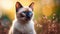 Elegant Rarity: Siamese Cat in Rare Beauty with Blurred Background
