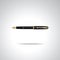Elegant realistic black and gold plated business fountain pen on white background. Vector illustration.