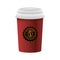 Elegant red cup of coffee product