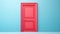 Elegant Red Door On Blue Background - 3d Illustration Stock Photo