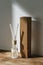 Elegant Reed Diffuser With Shadows on Wooden Surface in Soft Morning Light