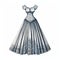 Elegant Renaissance Style Dress: Anamorphic Art Inspired Silver Mexican Cardboard Design