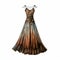 Elegant Ribbon-drawn Evening Gown: A Romantic Ink Wash Masterpiece