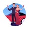 An elegant rich couple with wineglass near an expensive red sports car, businessman with wife vector luxury lifestyle