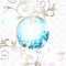 Elegant rococo emblem in vibrant blue on white