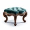 Elegant Rococo Foot Stool With Turquoise Cushions