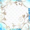 Elegant rococo frame in vibrant blue on white