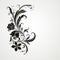 Elegant Rococo Whimsy: Dark Black Flower Design On White Background