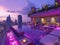 Elegant Rooftop Luxury Nightclub at Twilight With Illuminated Pool and City Views