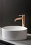 Elegant Rose Gold Faucet Over Modern Sink. Generative ai