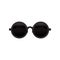 Elegant round circular sunglasses with black lenses and metal frame. Protective eyewear. Flat vector icon of fashion
