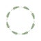 Elegant round frame of green twigs with leaves. Laconic stylish wreath. Minimalist border. Design template for logo, tag,