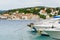 Elegant sailing boat in marina, Yachts and boats docked on pier in yacht in marina. Croatia