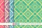 Elegant seamless pastel background set round flower star check