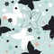 Elegant seamless pattern with cute butterflies, flowers and hear