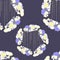 Elegant seamless pattern of geometric and floral elements on navy background. Seamless texture for paper or textile decor
