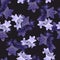 Elegant seamless pattern with light and dark lilac bell flowers on black background. Print for fabric, wallpaper