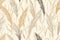 Elegant seamless pattern of pampas grass in neutral tones on a beige background, perfect for sophisticated wallpapers