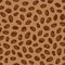 Elegant seamless pattern with roasted coffee seeds or beans scattered on brown background. Realistic hand drawn vector