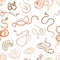 Elegant seamless pattern with snakes on white background. Backdrop with exotic legless reptiles, venomous predators