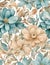 Elegant Seamless Pattern Watercolor Floral in Pastel Turquoise and Beige