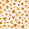 Elegant seasonal seamless pattern with autumn foliage of maple leaves on a light background. Colorful botanical