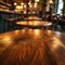 Elegant setting Mahogany wood table surface in a stylish cafe