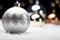 Elegant Shimmer Silver Christmas Bauble Captured in a Stunning Photograph. created with Generative AI