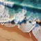 Elegant shoreline Top view captures soft ocean wave on sandy beachs beauty