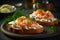 Elegant Shrimp Dish with Dill Mayonnaise Culinary Delight. Generative AI