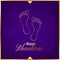 elegant shubh dhanteras purple background with golden goddess charan design vector