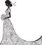 Elegant silhouette of the bride