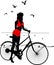 Elegant Silhouette of pinup girl on a bicycle