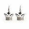 Elegant Silver Crown Earrings With Diamond Accents