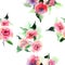 Elegant sophisticated lovely floral colorful spring summer pink and red roses with green leaves bouquets diagonal pattern