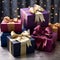 Elegant and Sophisticated Wrapped Gifts with Intricate Bows