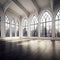 elegant and spacious Gothic interior showcases the grandeur of a historic cathedral, featuring high ceilings, majestic arches