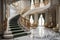 elegant spiral staircase in a luxurious mansion with marble steps