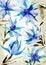 Elegant spring print with blue flowers for fabric, textiles, packaging, factory